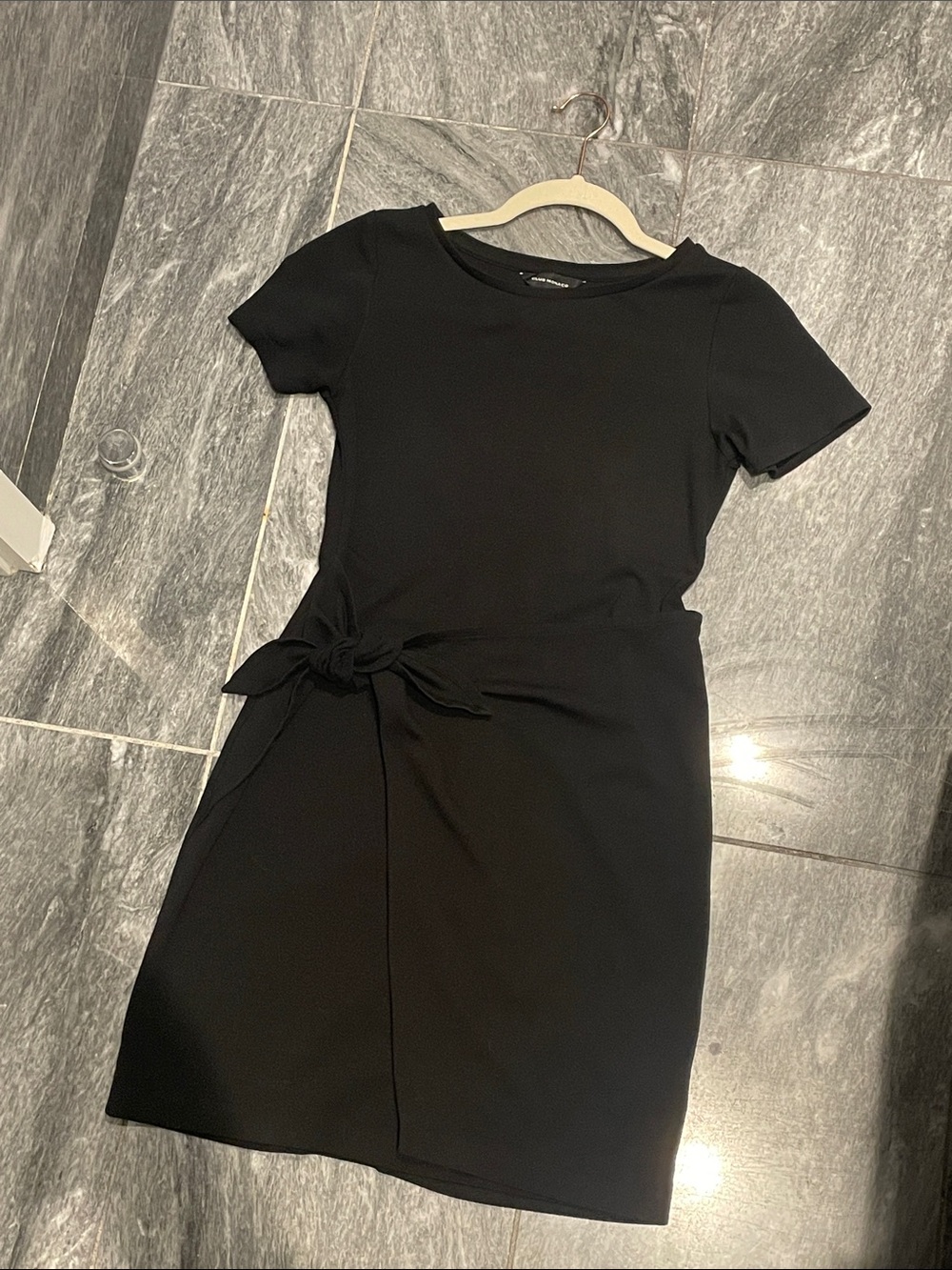 Club Monaco Black Short-Sleeve Tie Dress